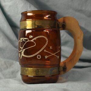 16 oz vintage siestaware mug brown cowboy western theme (w777)
